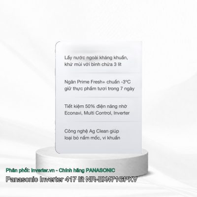 Panasonic Inverter 417 lít NR-BX471GPKV